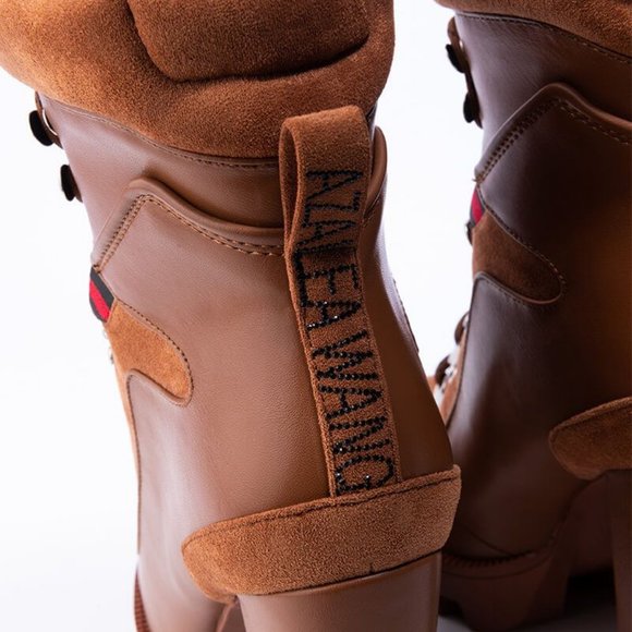AZALEA WANG I GOT THE SAUCE CHUNKY HEEL BOOTIE IN BROWN  ( BRAND NEW !!!! ) - Picture 7 of 9